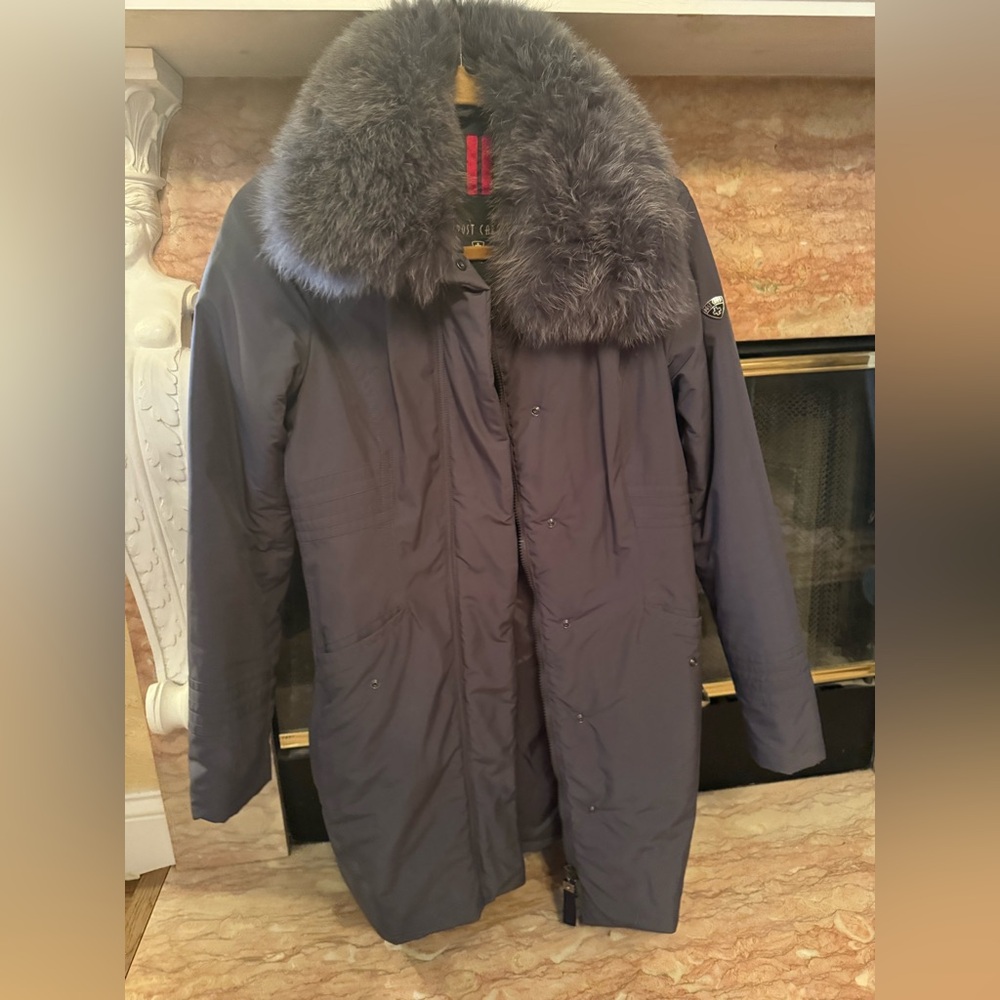 Postcard Gray Women's Ski Jackets with Plush Fur Trim 40